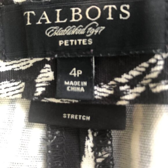 Talbots Bamboo Print Black and White Pencil Skirt Size 4P - Picture 3 of 5